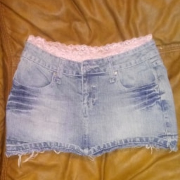 Deb Jeans Dresses & Skirts - denim skirt with pink lace